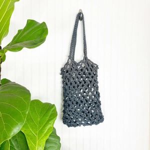 MER SEA Boho Knit Crochet Open Weave Cotton Bag Purse Tote anthropologie